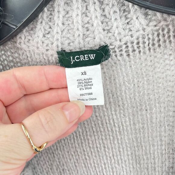J. Crew dolce shawl collar wool mohair lightweight sweater XS EUC grey - Picture 7 of 12